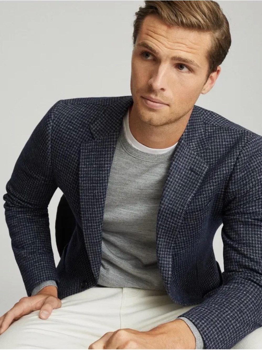 Reiss Stelvio Puppytooth Check Slim Fit Blazer Size 38